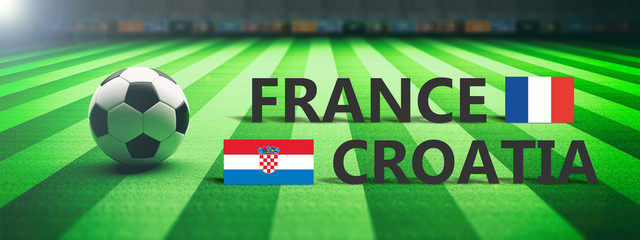 Soccer, football match, France vs Croatia, 3d illustration