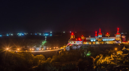 Fortress in Kamenets-Podolsky with evening lights