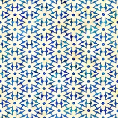 Native batik seamless watercolor artistic boho style colorful square pattern.