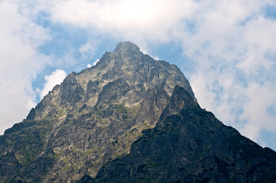 High Tatras Mountains. View of Ladovy stit from a ski and hiking Hrebienok resort located in the Tatra National park, Slovakia.