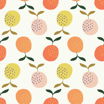 seamless orange, pink and yellow oranges vector pattern