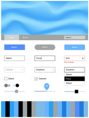 Light BLUE vector ui kit with bubble shapes.