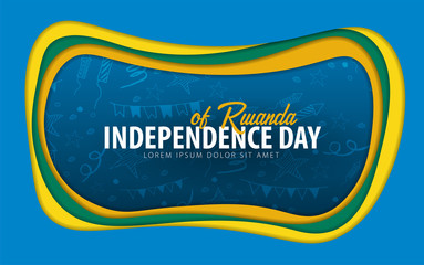 Rwanda. Independence day greeting card. Paper cut style.