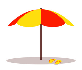 beach umbrella and flip flops