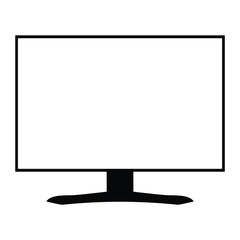 A black and white silhouette of a computer monitor 