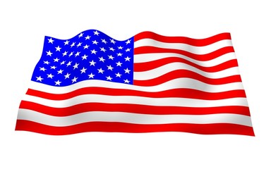 Obraz premium Waving flag of the United States of America. Stars and Stripes. State symbol of the USA. 3D illustration