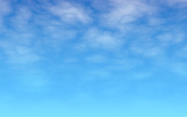 The bright sky in the morning. Blue sky background with white clouds. Cumulus white clouds in the clear blue sky. 3D illustration