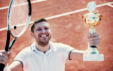Tennis champion. Tennis player on the court. Sport, recreation concept