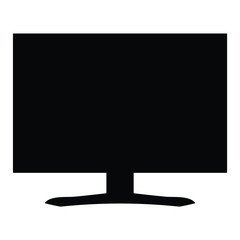 A black and white silhouette of a computer monitor 