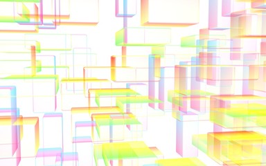 Colorful abstract digital and technology background. The pattern with repeating rectangles. 3D illustration