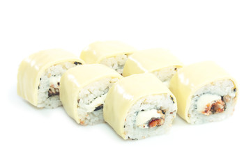Seafood - isolated rolls on white background