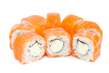 Seafood - isolated rolls on white background