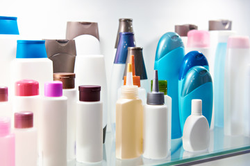 Plastic bottles cosmetic and shampoo