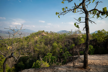 A sunny day at  A place of scenic canyon with narrow hiking trail