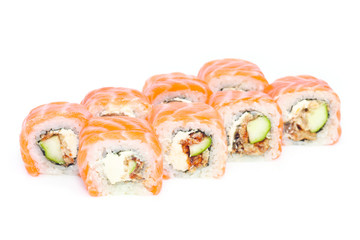 Seafood - isolated rolls on white background