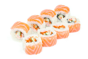 Seafood - isolated rolls on white background