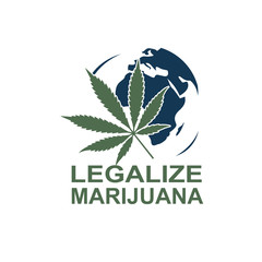 silhouette of marijuana or cannabis leaf isolated on earth