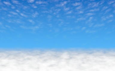 Fototapeta premium Blue sky background with white clouds. Cumulus white clouds in the clear blue sky in the morning. 3D illustration
