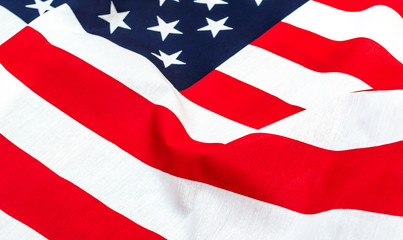 American flag as background. Close up.