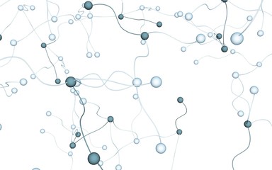 Neural network. Social network. Futuristic dna, deoxyribonucleic acid. Abstract molecule, cell illustration, mycelium. Light background. 3D illustration