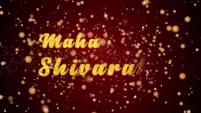 Maha Shivaratri Greeting Card text with sparkling particles shiny background for Celebration,wishes,Events,Message,Holidays,Festival.