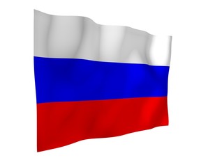 Waving flag of the Russian Federation. The National. State symbol of the Russia. 3D illustration
