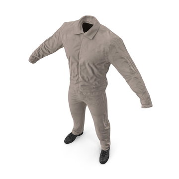 Military Pilot Flight Suit On White. 3D Illustration