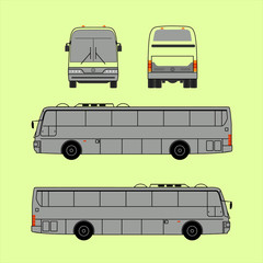City public bus for advertisement template, front and side view. Isolated Vector illustration with flat color style design.
