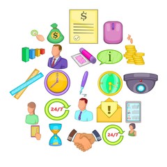 Monetary influence icons set. Cartoon set of 25 monetary influence vector icons for web isolated on white background