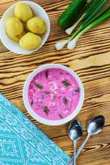 Cold beetroot (beet) soup svekolnik