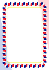 Frame and border of ribbon with France flag, template elements for your certificate and diploma. Vector