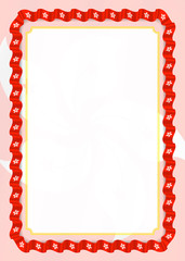 Frame and border of ribbon with Hong Kong flag, template elements for your certificate and diploma. Vector