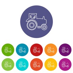 Tractor icons color set vector for any web design on white background