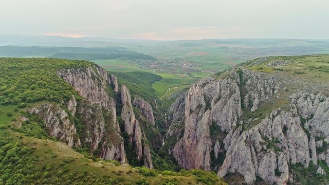 Bird's eye view of Turda Gorge in Transylvania, Romania