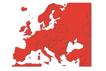 Mapa rojo de Europa.