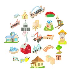 Facility icons set. Cartoon set of 25 facility vector icons for web isolated on white background