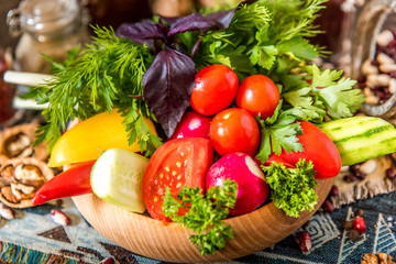 Assortment of fresh vegetables close up
