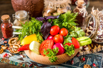 Assortment of fresh vegetables close up