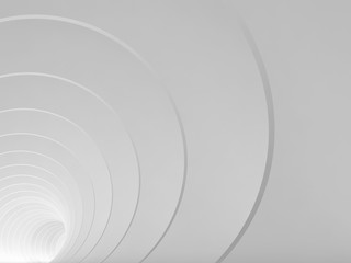 Abstract empty white bent tunnel 3d render