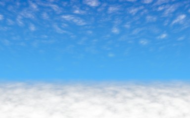 Fototapeta premium Blue sky background with white clouds. Cumulus white clouds in the clear blue sky in the morning. 3D illustration
