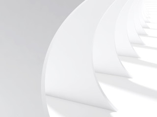 Abstract empty white tunnel background. 3d