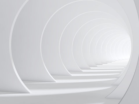 Fototapeta Streszczenie biały wygięty tunel 3d