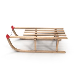 Wooden Sled on white. 3D illustration