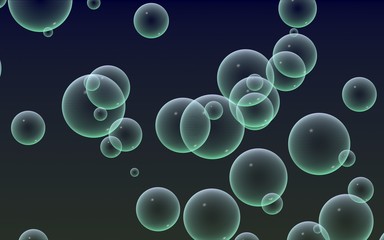 Dark background green mesh bubbles. Wallpaper, texture with bubble. 3D illustration