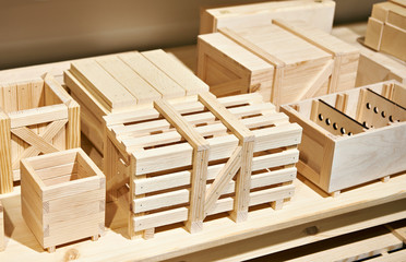 Wooden boxes for drinks and food