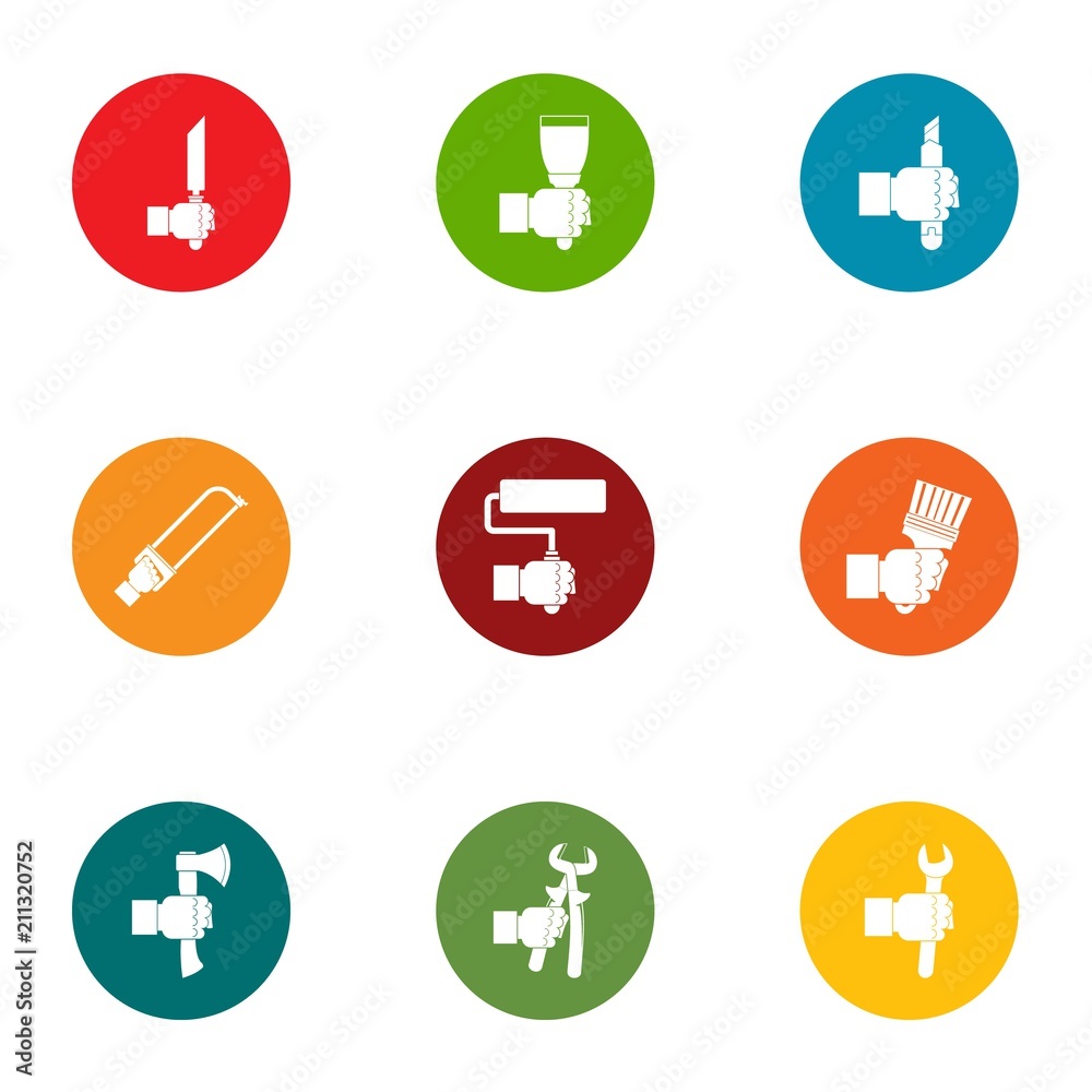 Poster tooling icons set. flat set of 9 tooling vector icons for web isolated on white background