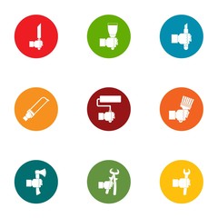 Tooling icons set. Flat set of 9 tooling vector icons for web isolated on white background