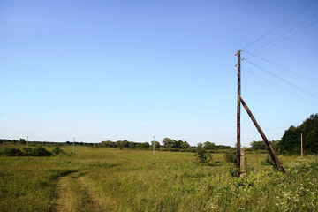 Field road and electric power lines