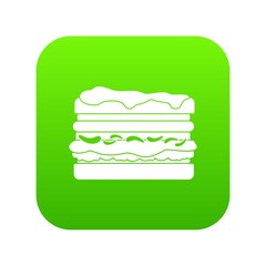 Burger icon green vector isolated on white background