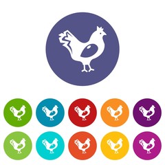 Chicken icons color set vector for any web design on white background